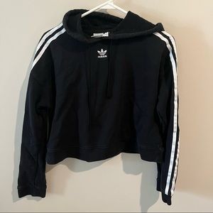 Adidas White and Black Cropped Pullover Size XS